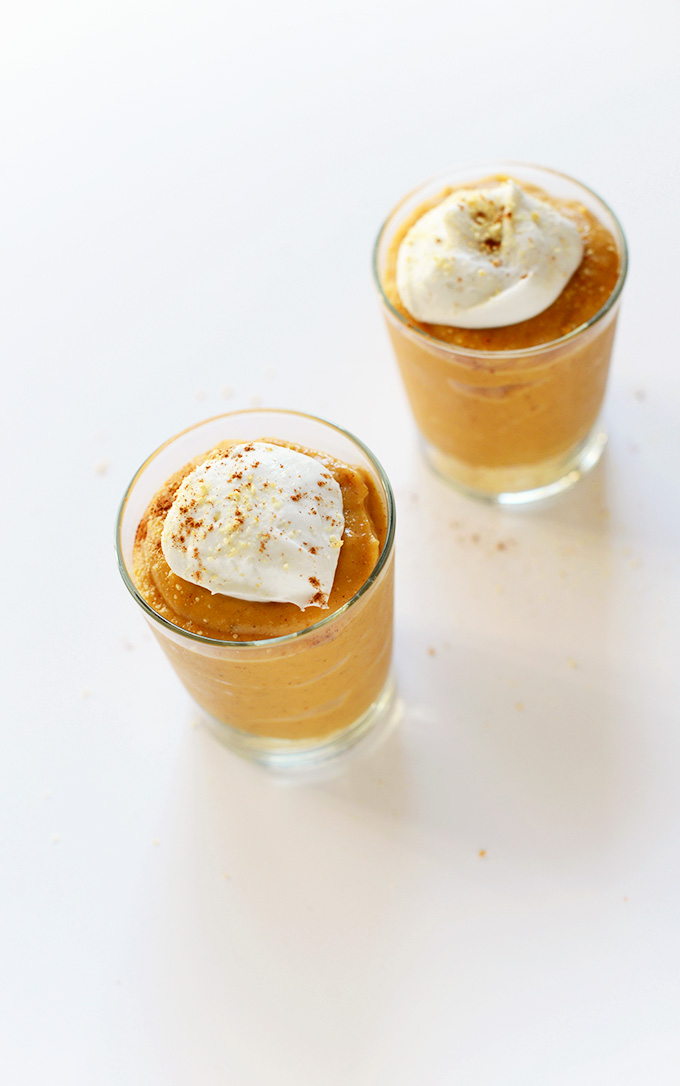 Vegan Pumpkin Pie Shooters with Coconut Whipped Cream | minimalistbaker.com