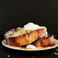Two big slices of our delicious Coconut Cream Pie French Toast recipe
