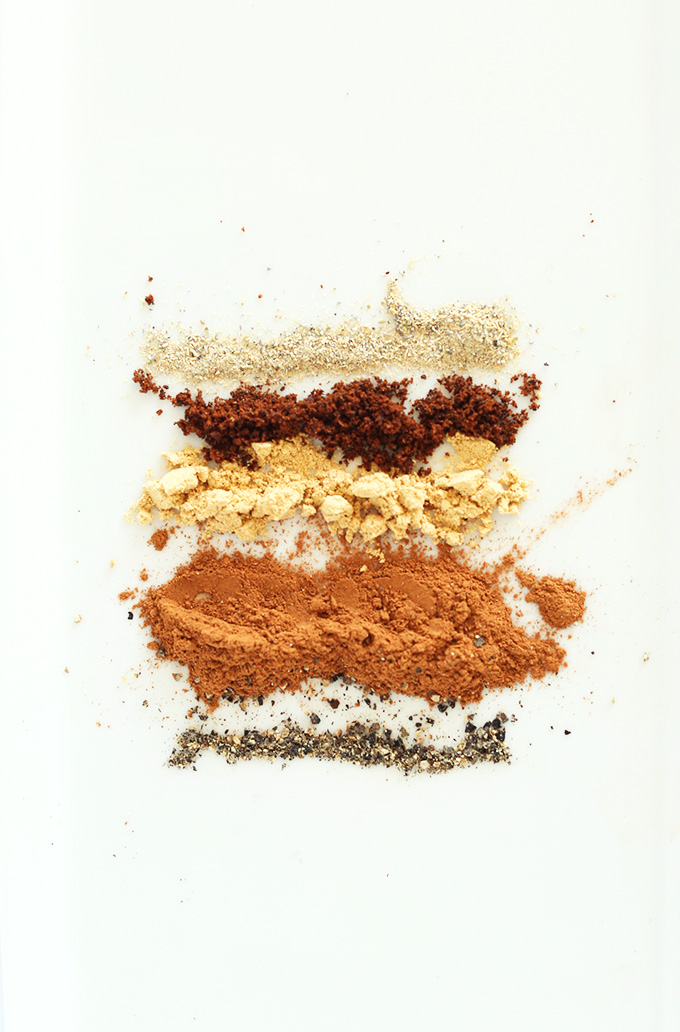 Chai spices on a white background
