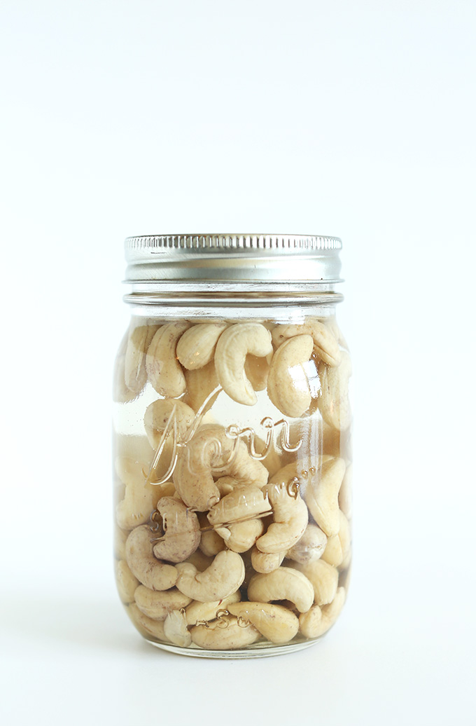 Jar of cashews for making creamy homemade vegan ice cream