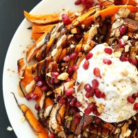 Plate of Superfood Sweet Potato Dessert Fries drizzled with chocolate syrup