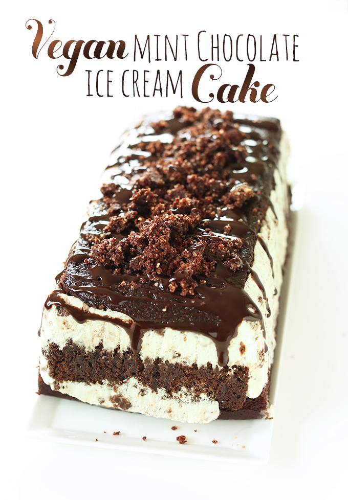 Side view of our Vegan Mint Chocolate Ice Cream Cake