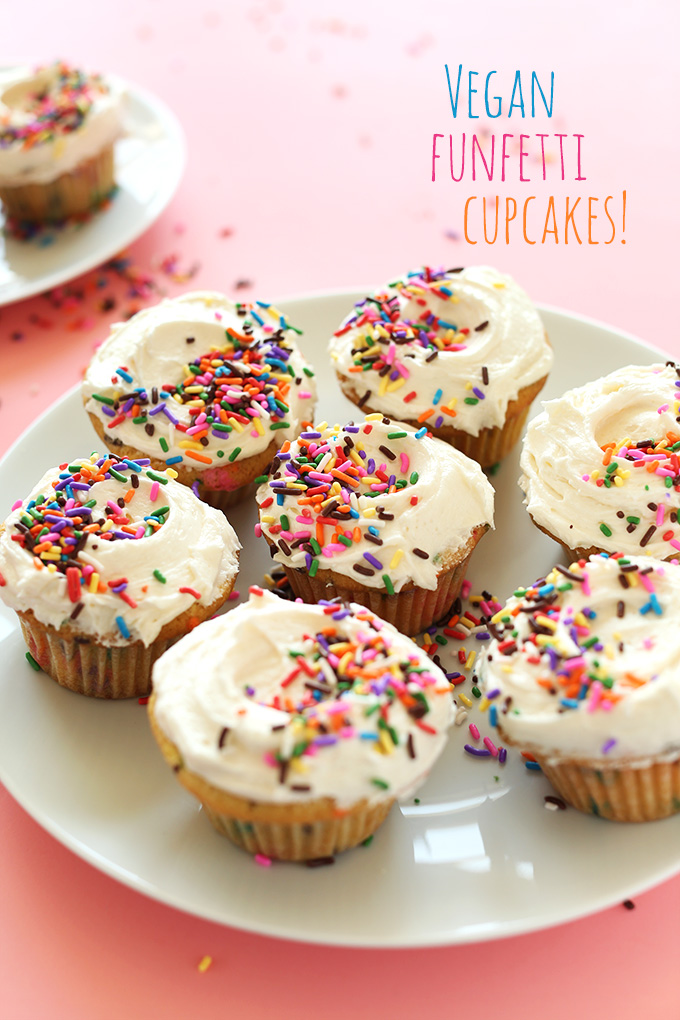 Vegan Funfetti Cupcakes! One bowl, 10 ingredients, SUPER fluffy amazing cupcakes! #vegan #minimalistbaker