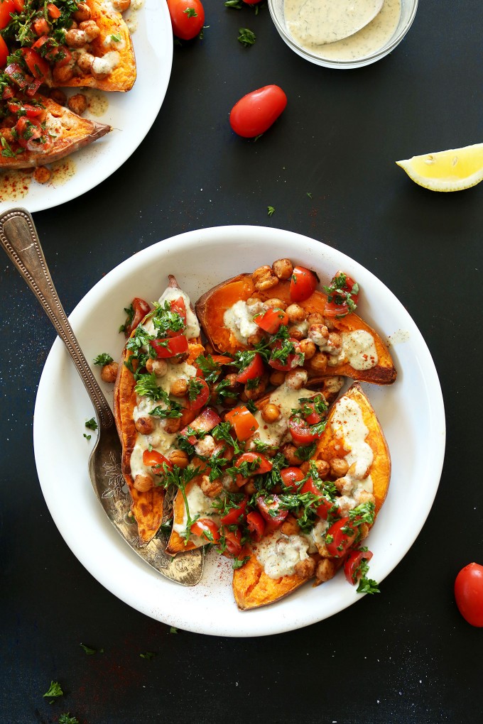 Mediterranean Baked Sweet Potatoes | Minimalist Baker Recipes