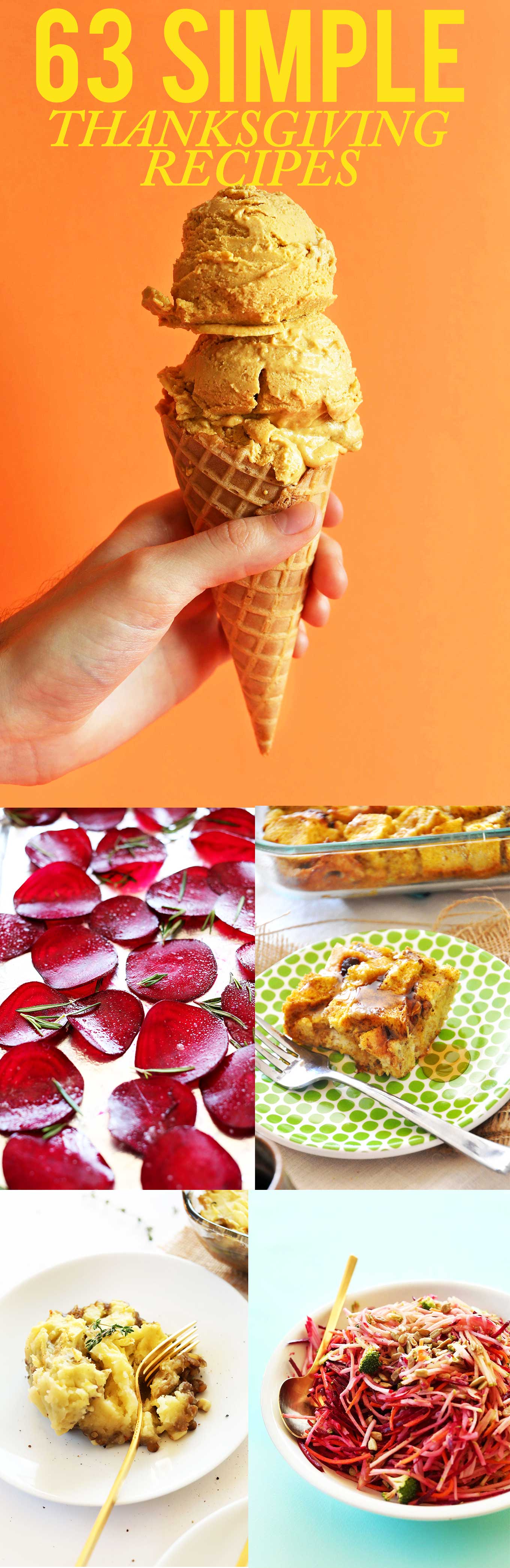Collage of photos featuring simple Thanksgiving recipes