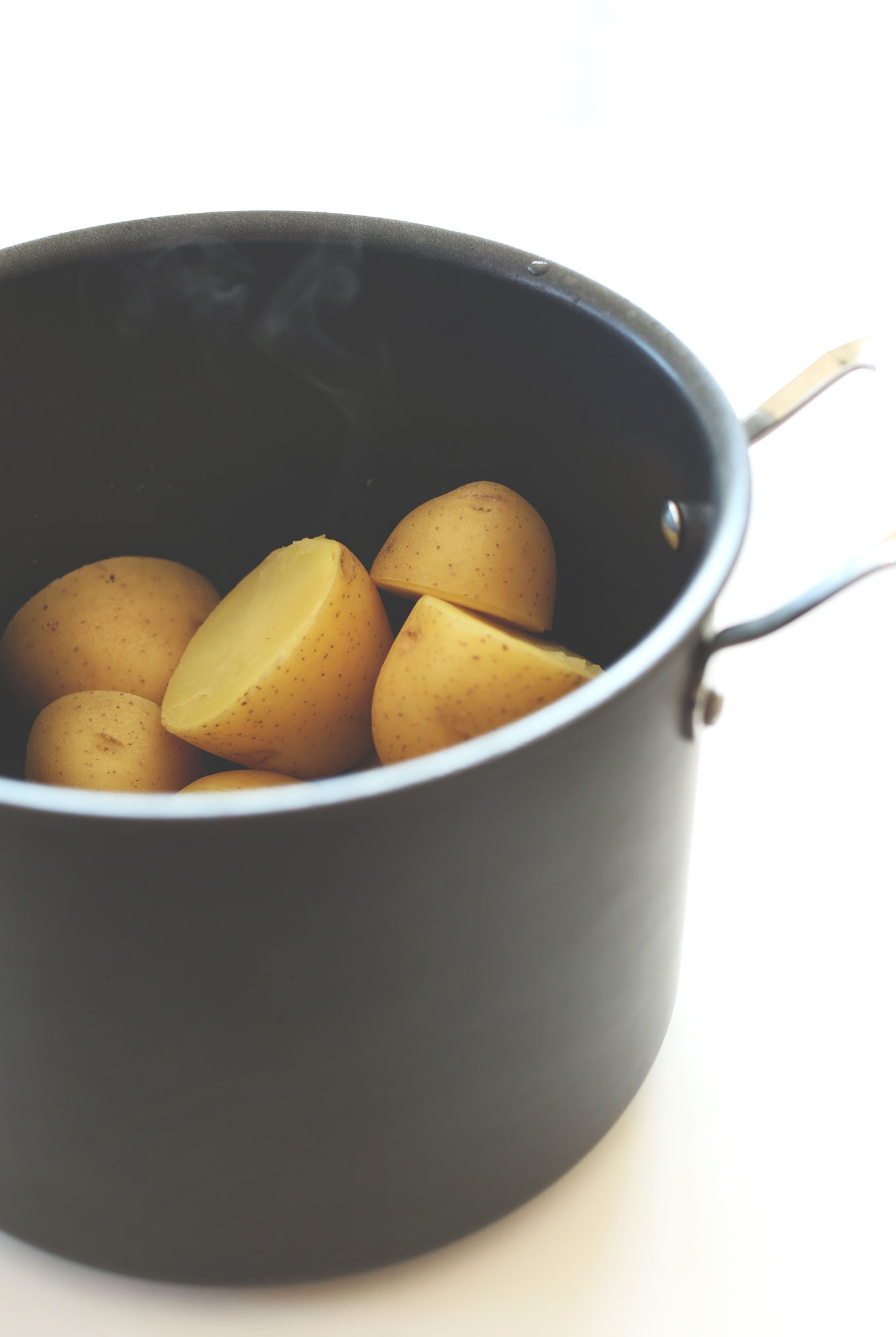 Cooking potatoes for simple Vegan Shepherds Pie