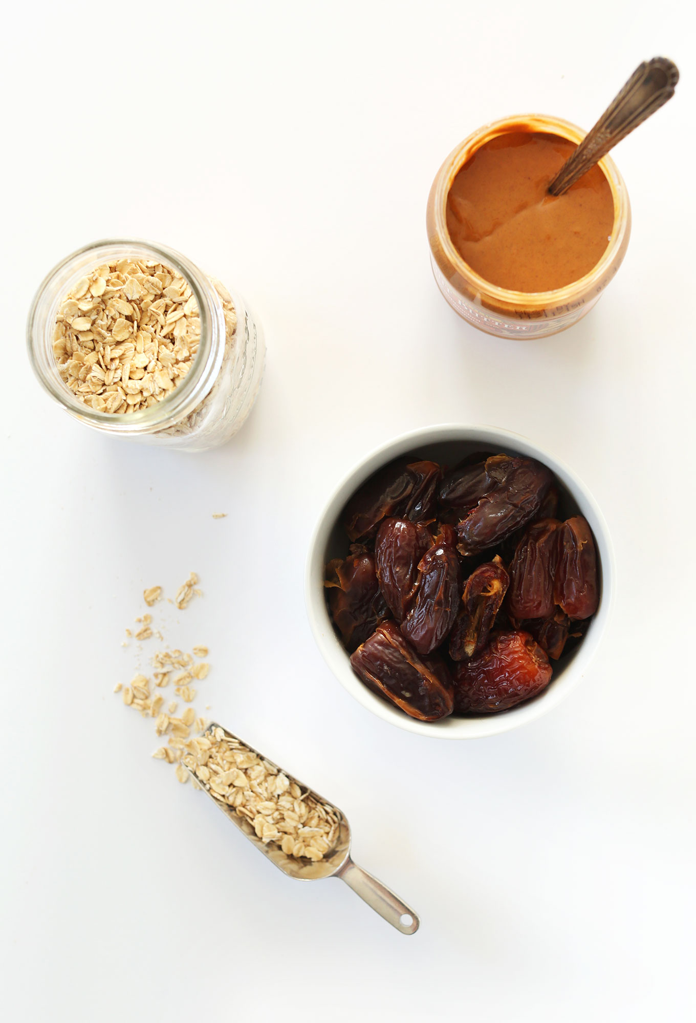 Ingredients for making our homemade gluten-free vegan Peanut Butter Larabars