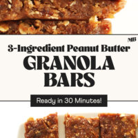 Side and overhead views of a batch of our 3-ingredient peanut butter granola bars that come together in just 30 minutes