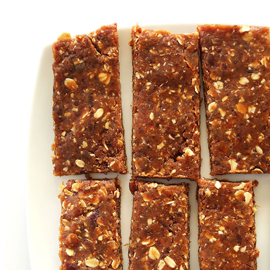 Batch of Peanut Butter Granola Bars on a plate