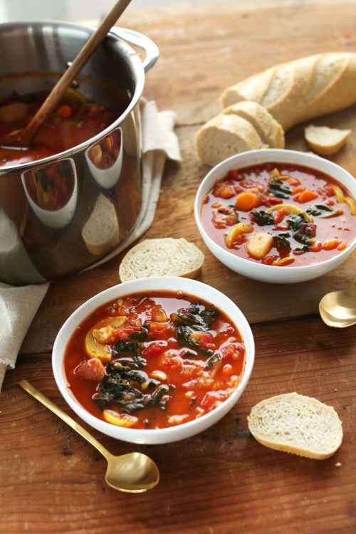 Bowls of our easy 1-Pot Veggie and White Bean Stew recipe