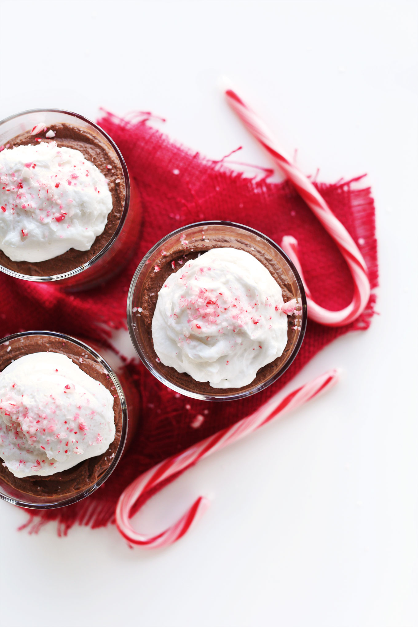 3 jars of our homemade Vegan Dark Chocolate Peppermint Mousse