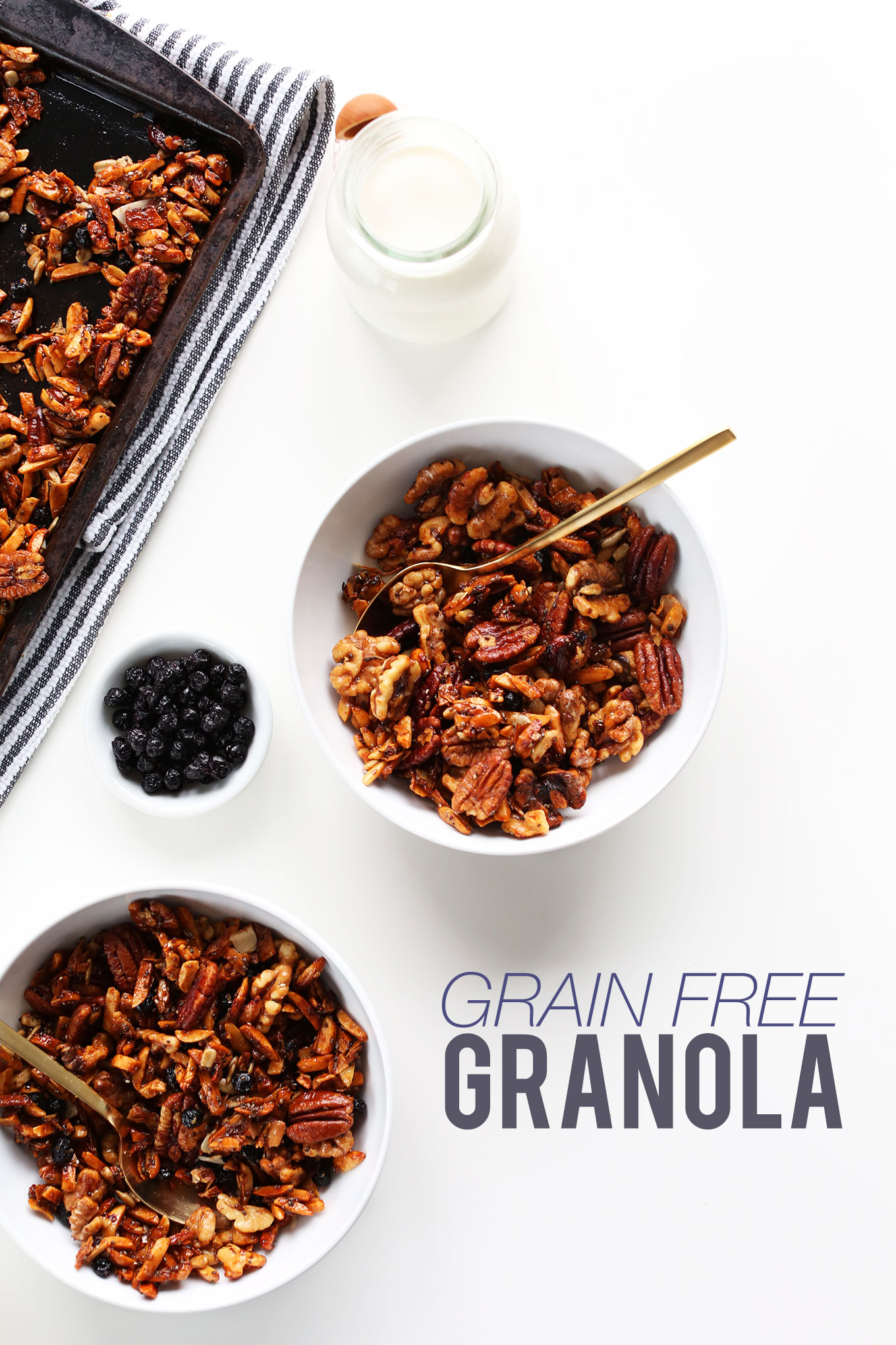 Bowls of our delicious Grain-Free Granola for a naturally-sweetened vegan breakfast