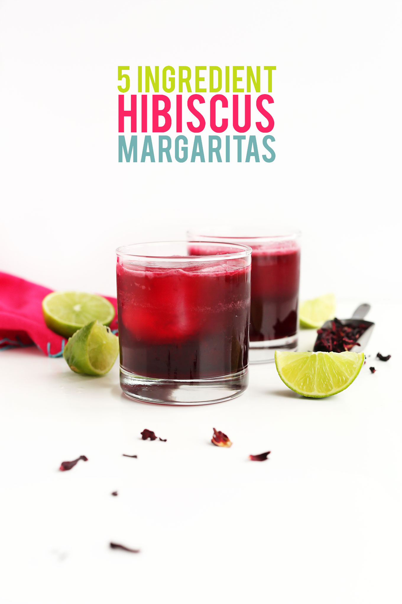 Glasses filled with our refreshing Hibiscus Margarita recipe