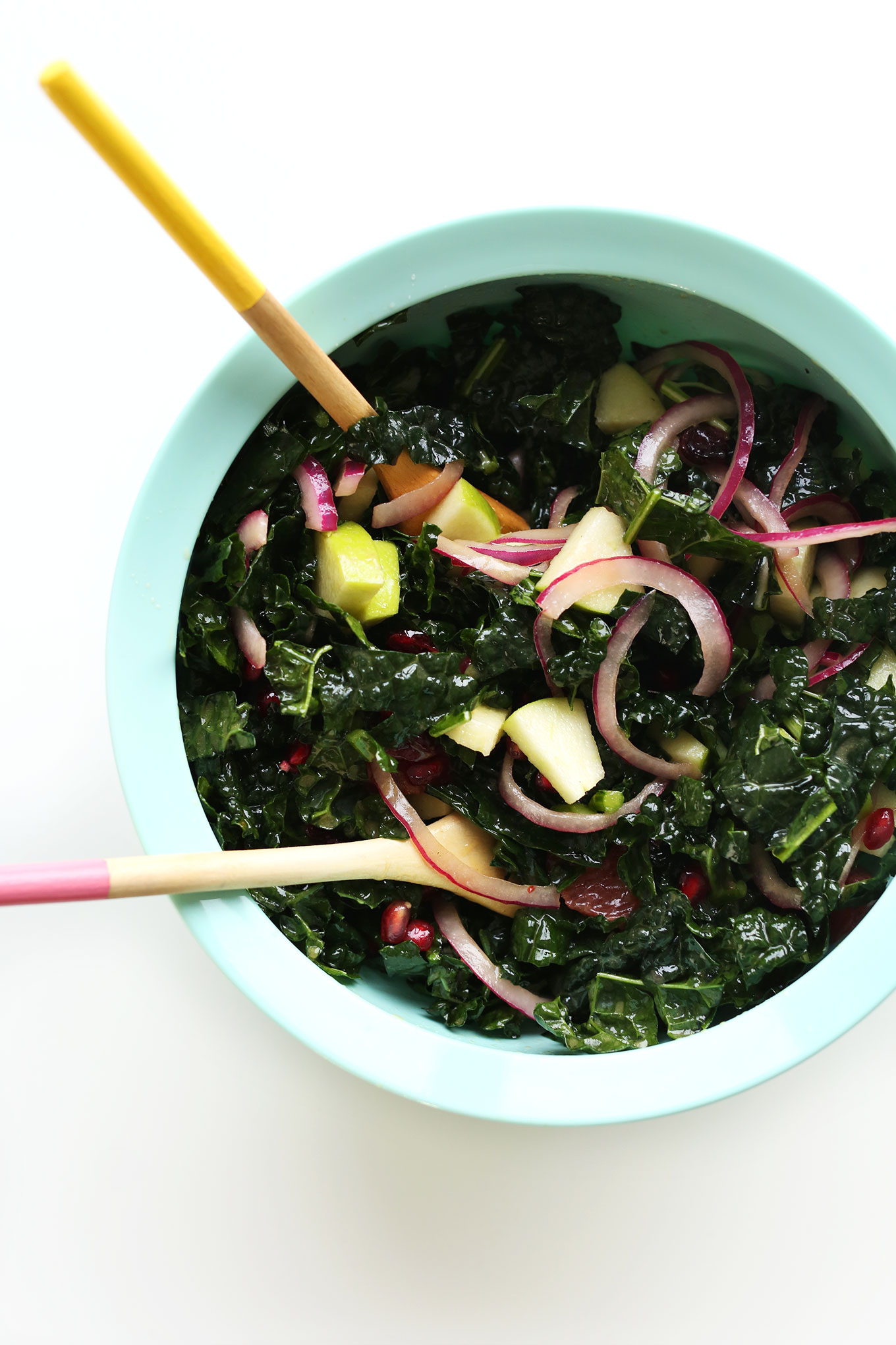 Freshly tossed Citrus Kale Salad for a delicious gluten-free vegan side dish