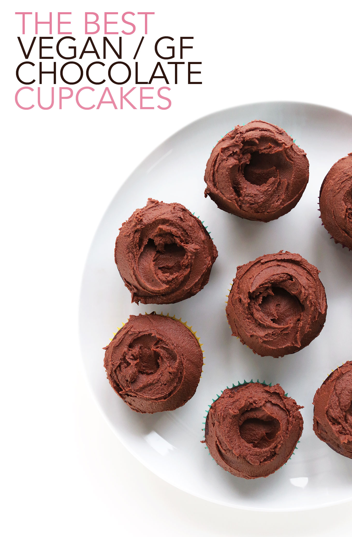 Plate filled with our moist Vegan Gluten-Free Chocolate Cupcakes recipe