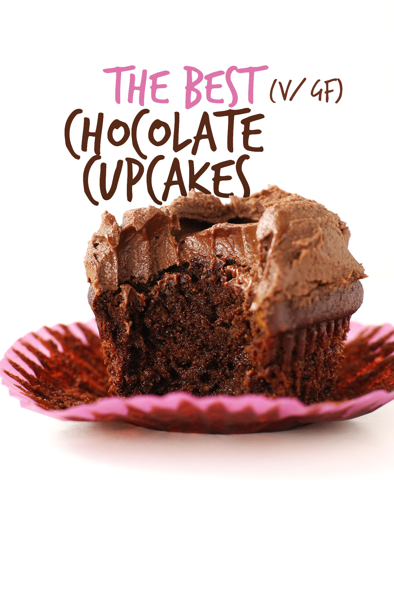 Partially eaten Vegan Gluten-Free Chocolate Cupcake
