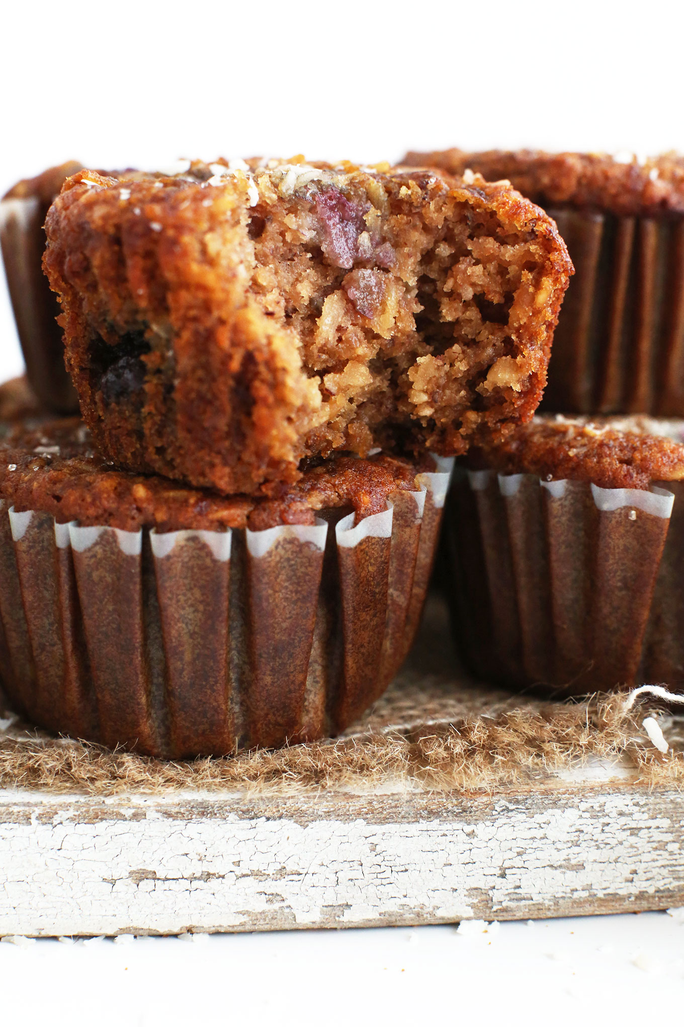 Gluten-free Vegan Berry Coconut Muffins made with wholesome ingredients