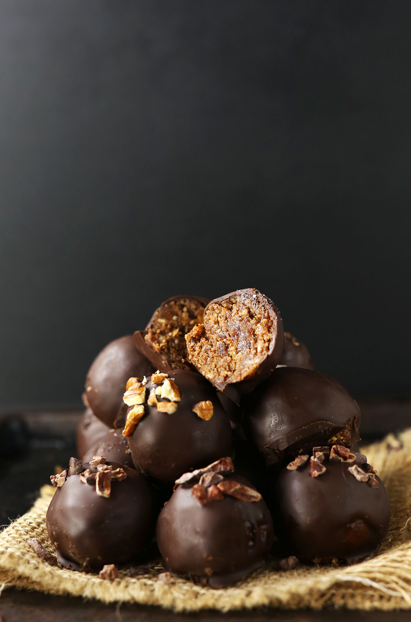 Batch of simple and Healthy Vegan Chocolate Truffles