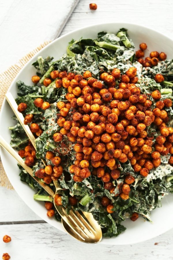 Kale Salad with TandooriRoasted Chickpeas Minimalist Baker Recipes