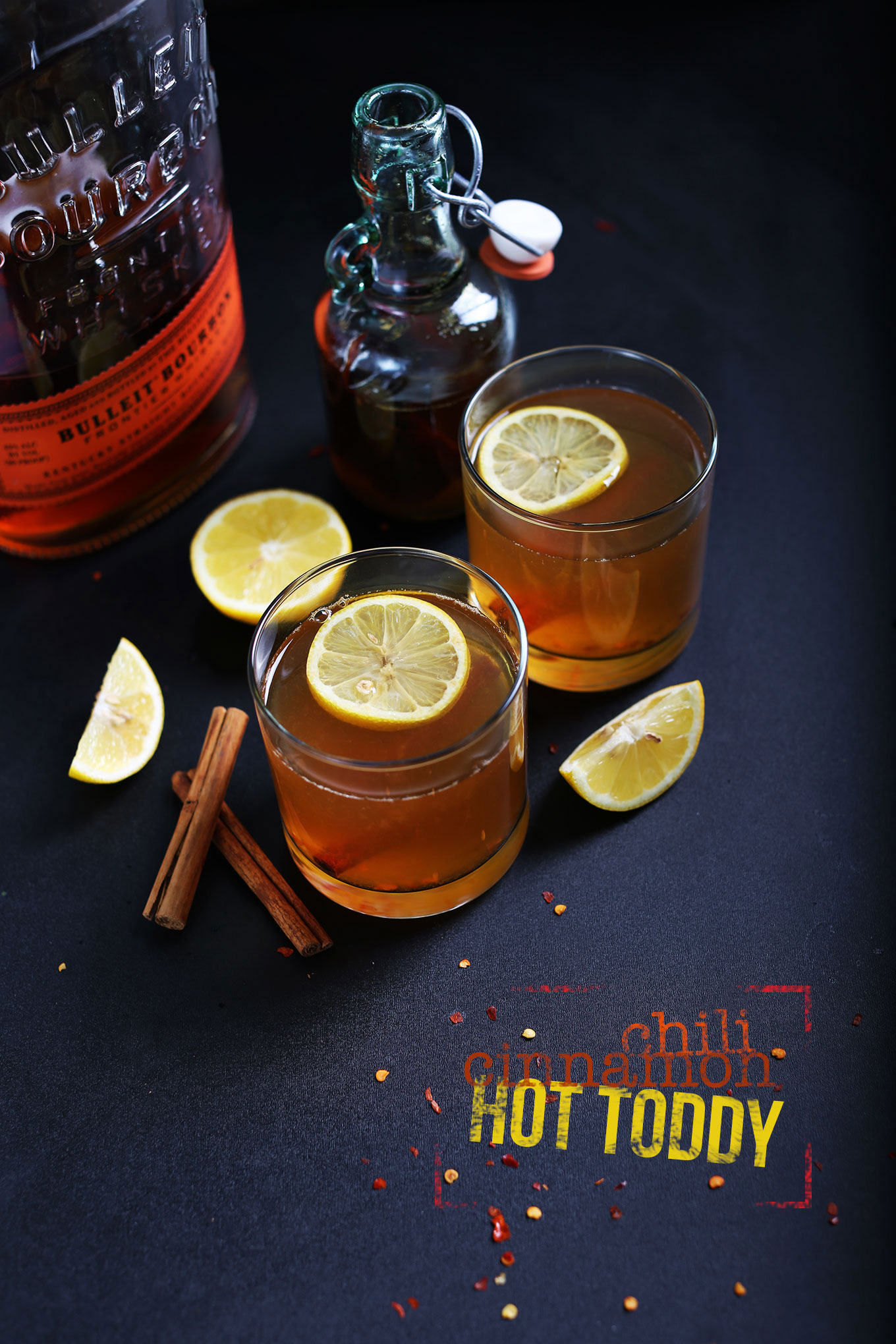 Glasses filled with our Chili Cinnamon Hot Toddy recipe