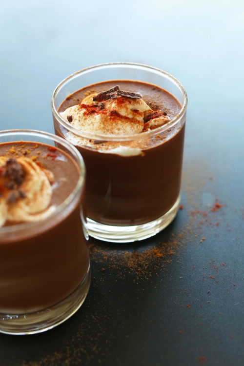 Glasses of our rich and delicious Vegan Mayan Drinking Chocolate with coconut whip and spices