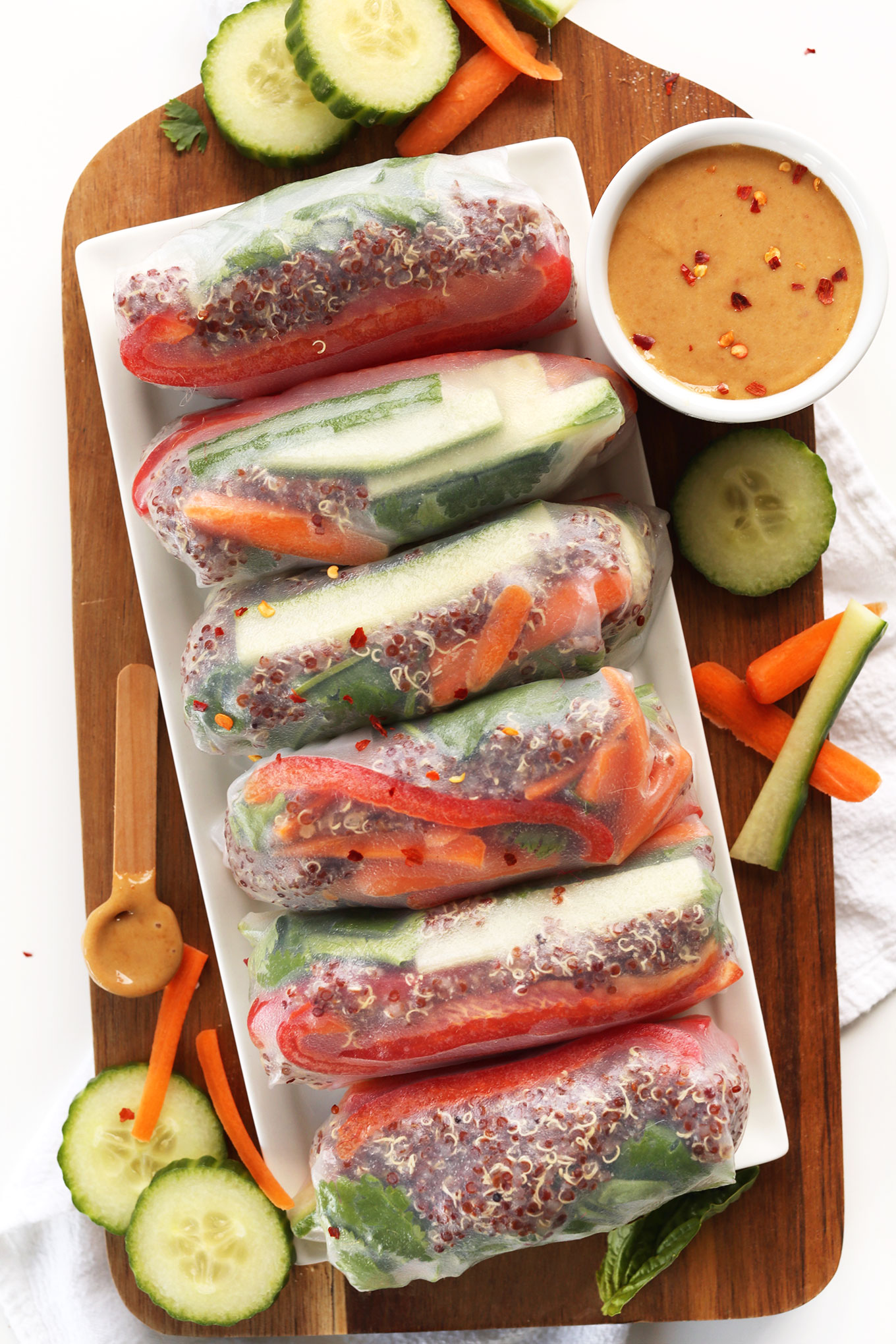 30-MINUTE Quinoa Spring Rolls! So fresh, filling and flavorful with CASHEW Dipping Sauce! #vegan #glutenfree #peanutfree