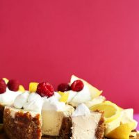 Lemon White Chocolate Cheesecake with Walnut-Date Crust for a gluten-free vegan dessert