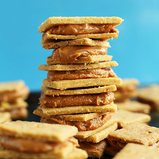 Stack of Vegan GF Peanut Butter Cheese Crackers