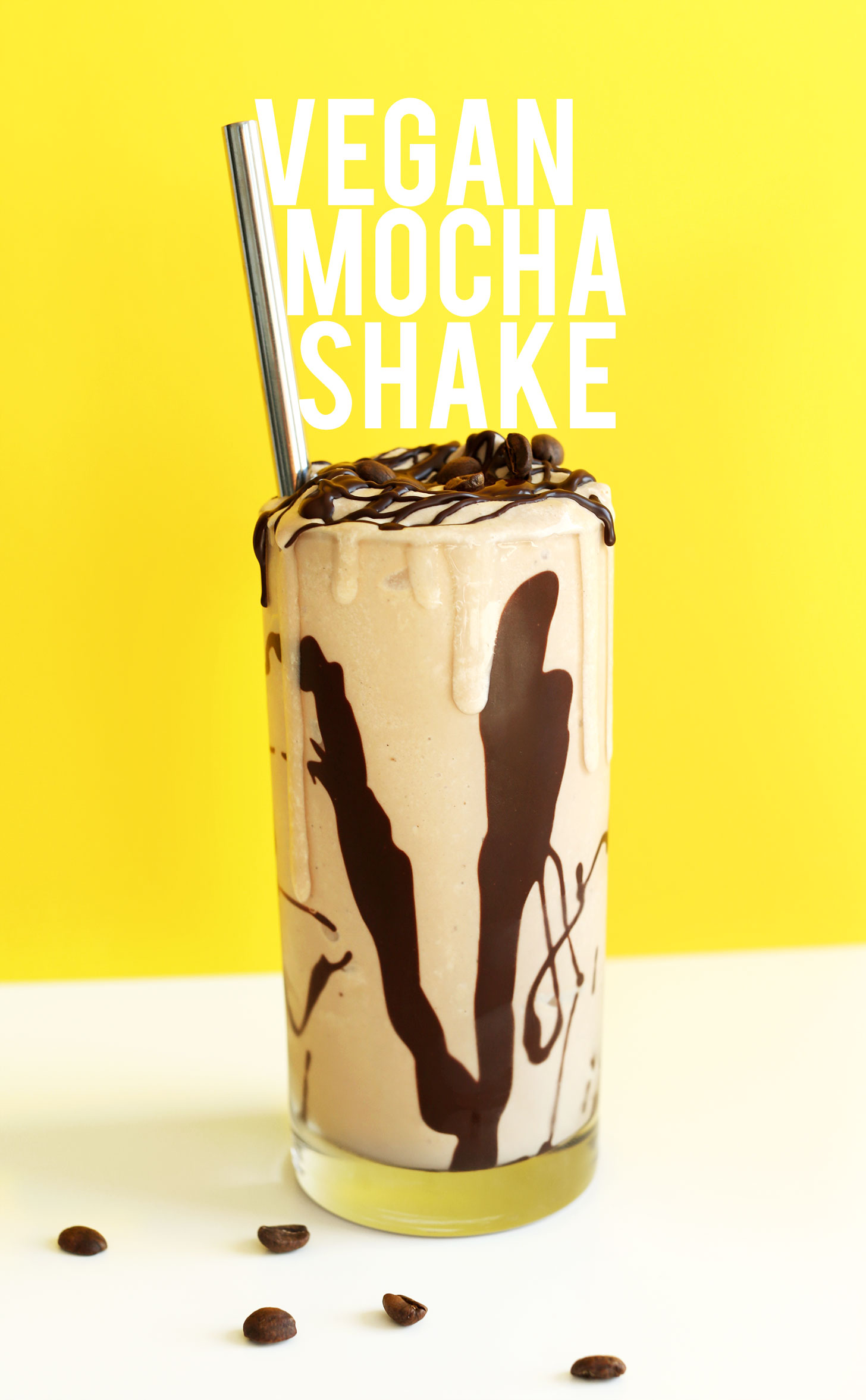 Glass of our vegan mocha shake for a delicious summer treat
