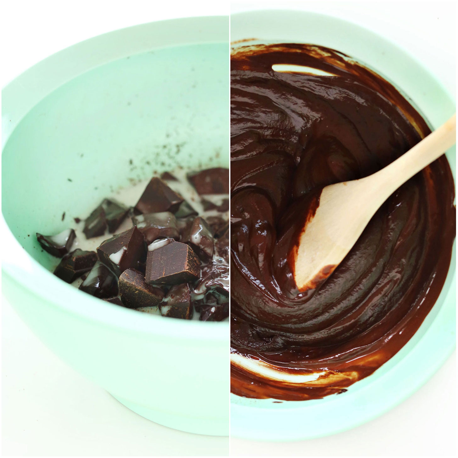 Mixing together ingredients for homemade Dark Chocolate Vegan Truffles