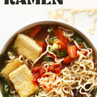 Big bowl of our 10-ingredient easy vegan ramen recipe