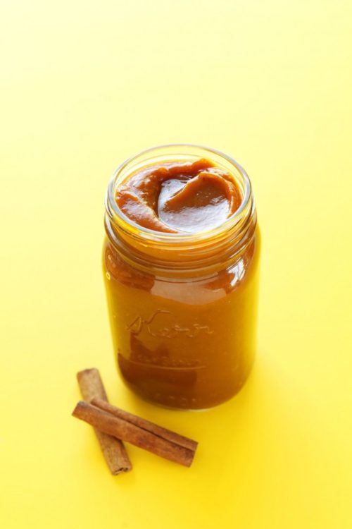 Jar filled with our recipe for super simple Pumpkin Butter