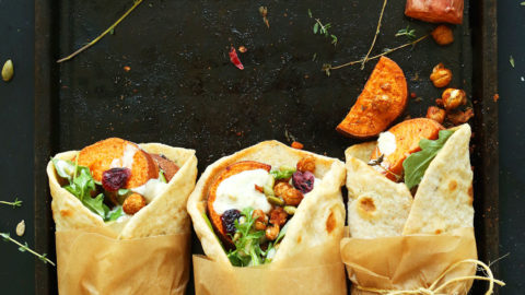 Vegan Fall Thanksgiving Wraps ready to be devoured