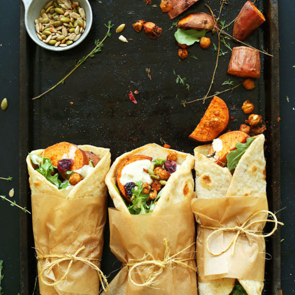 Vegan Fall Thanksgiving Wraps ready to be devoured