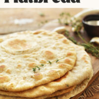 Stack of homemade garlic herb flatbread made in 1 bowl with just 8 ingredients