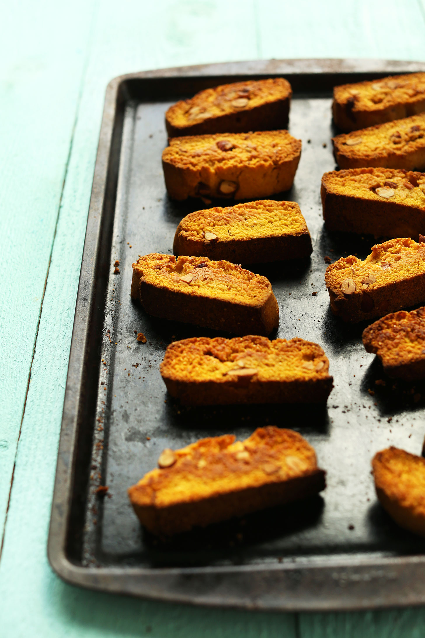 Perfectly browned Orange Almond Biscottis for a sweet vegan treat