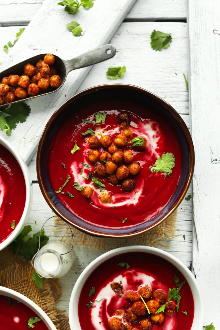Curried Beet Soup with Tandoori Chickpeas | Minimalist Baker Recipes