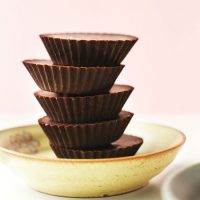 Easy Homemade Vegan Chocolates stacked tall in a bowl