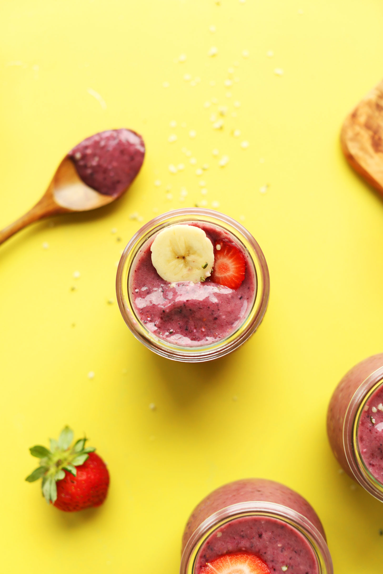 Jar of our antioxidant-packed Banana and Hempseed Berry Pudding