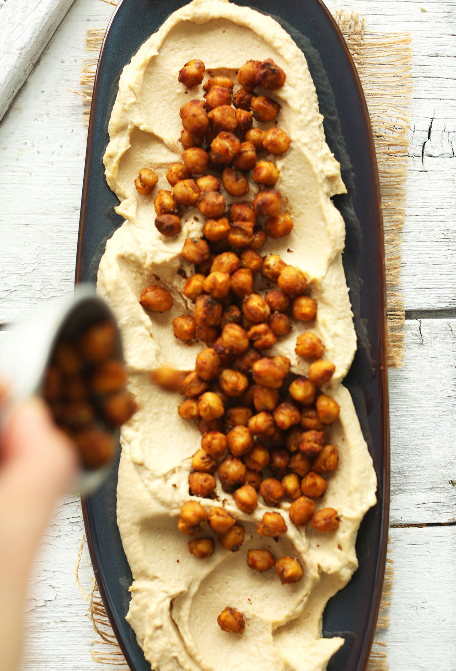 Making Chickpea Shawarma Dip for a healthy vegan appetizer