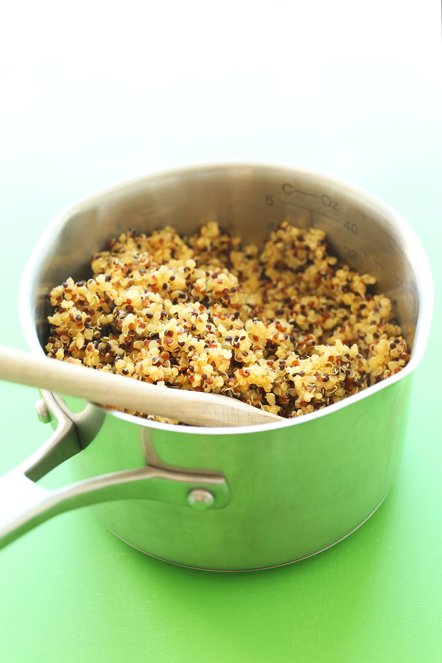 Pot of freshly cooked quinoa for making vegan Quinoa Taco Meat