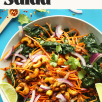 Overhead photo of our Thai-Inspired Carrot Salad with Curried Cashews recipes