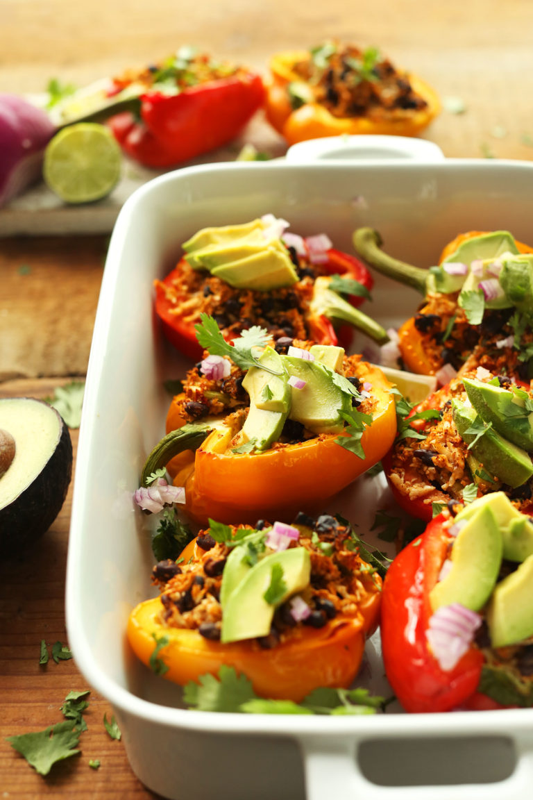 Cauliflower Rice Stuffed Peppers | Minimalist Baker Recipes