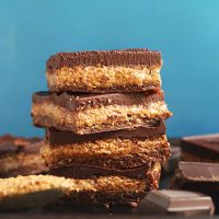 Stack of No-Bake Almond Butter Cup Bars