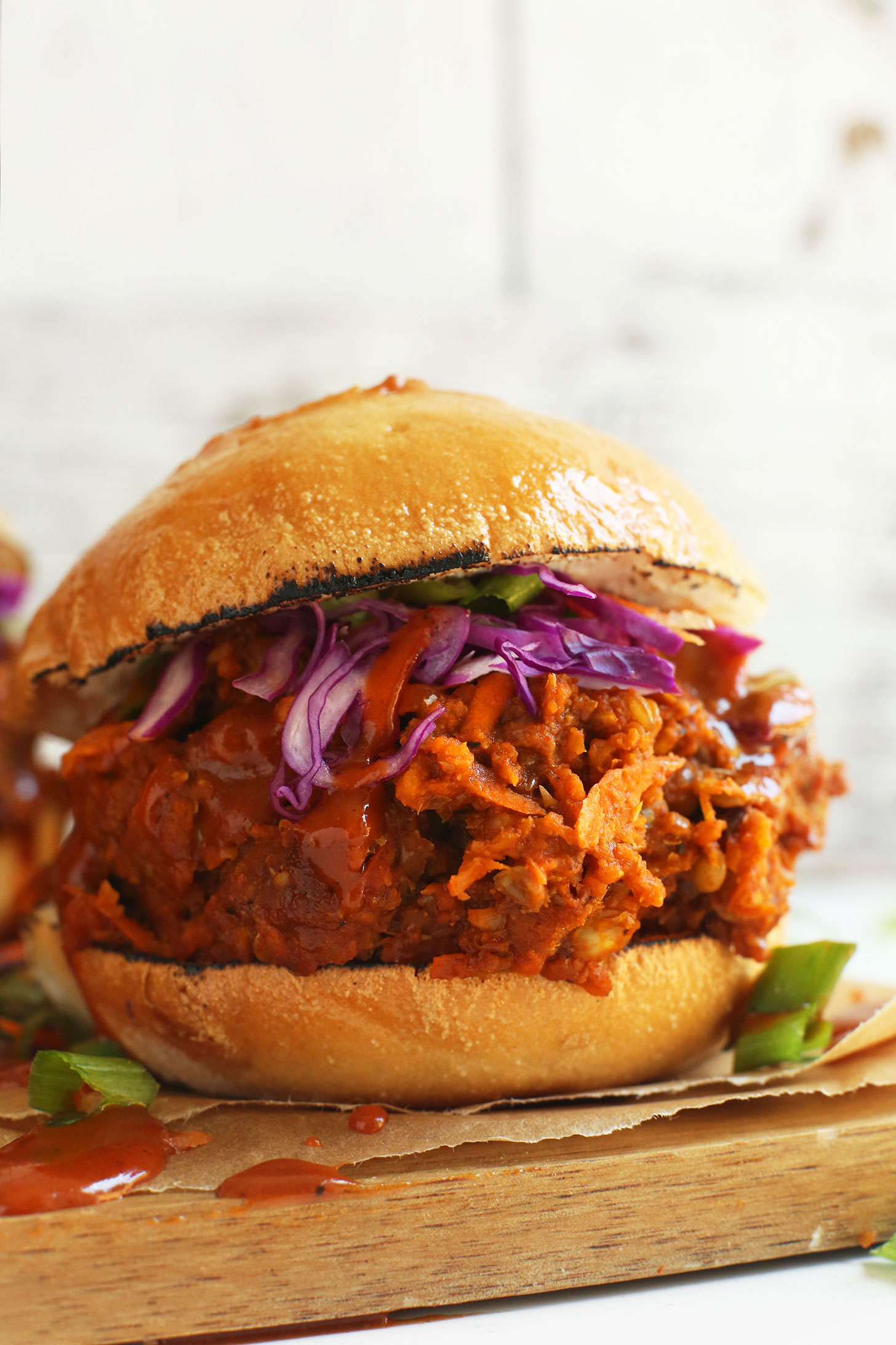 A Vegan Pulled Pork Sandwich perfect for a plant-based BBQ