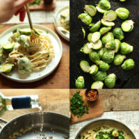 Photos of our Garlic & White Wine Pasta with Brussels Sprouts