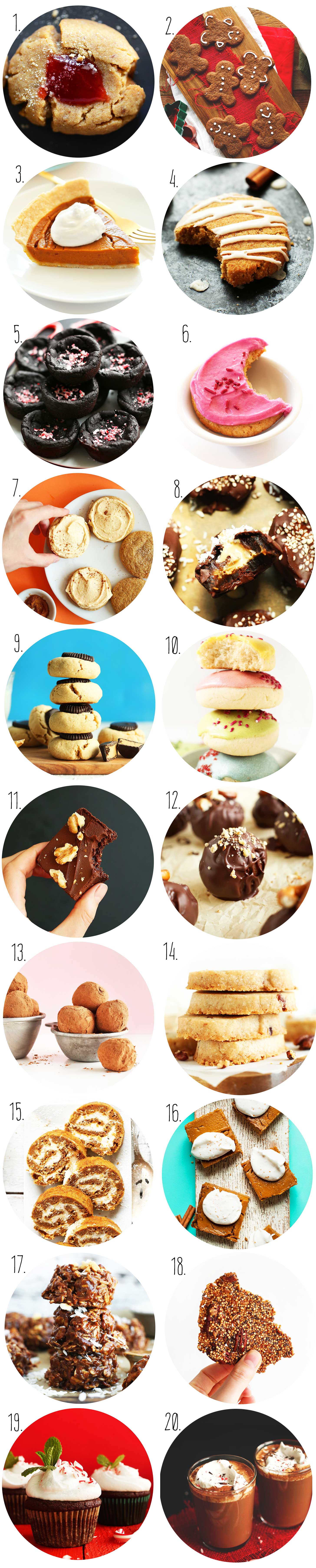 Photo collection showing 20 Easy Holiday Vegan Dessert recipes