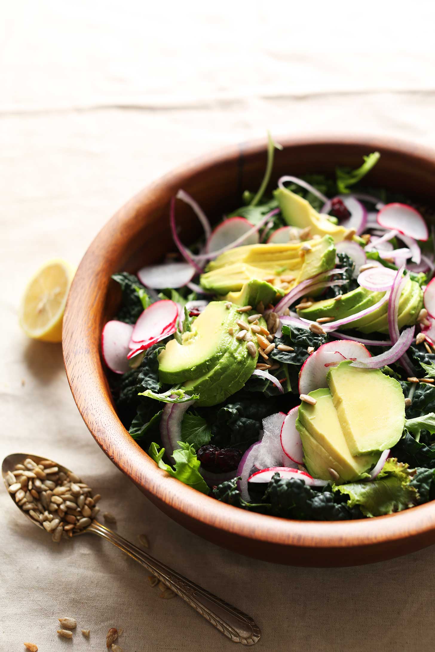 Big bowl of healthy vegetables for our gluten-free vegan detox salad
