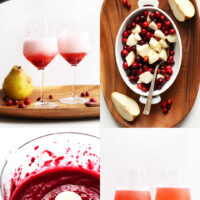 Photos showing the steps to make our easy Pear & Cranberry Champagne Cocktails