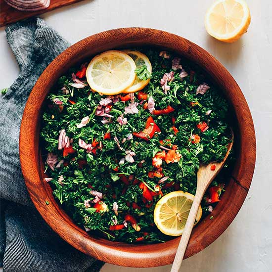 PERFECT Grain Free Tabbouleh Salad! Detoxifying, 6 ingredients, flavorful! #vegan #glutenfree #tabbouleh #salad #plantbased #recipe #minimalistbaker